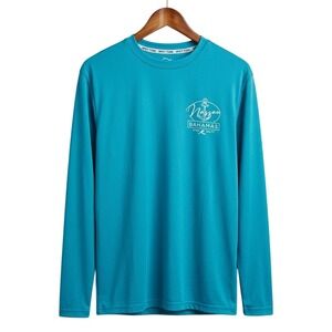Spicy Tuna Mens Long Sleeve Performance Shirt Teal Blue‎ Fishing Coastal Size L
